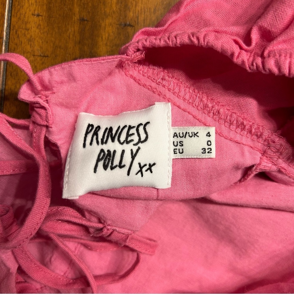 Princess Polly Raphael Puff Sleeve Crop Top in Pink with Tie Back, Size 0 - Picture 7 of 10